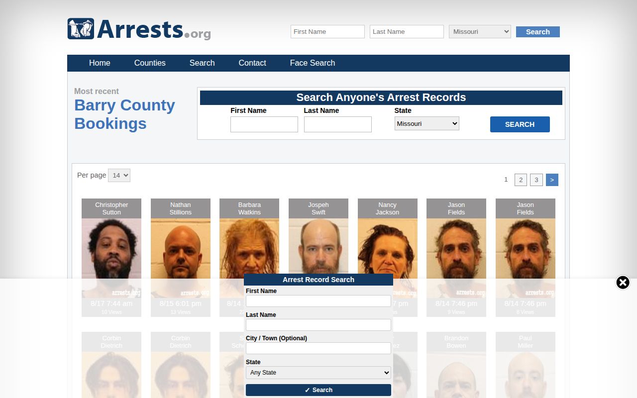 Barry County unofficial arrest-record news interface for cautionary context