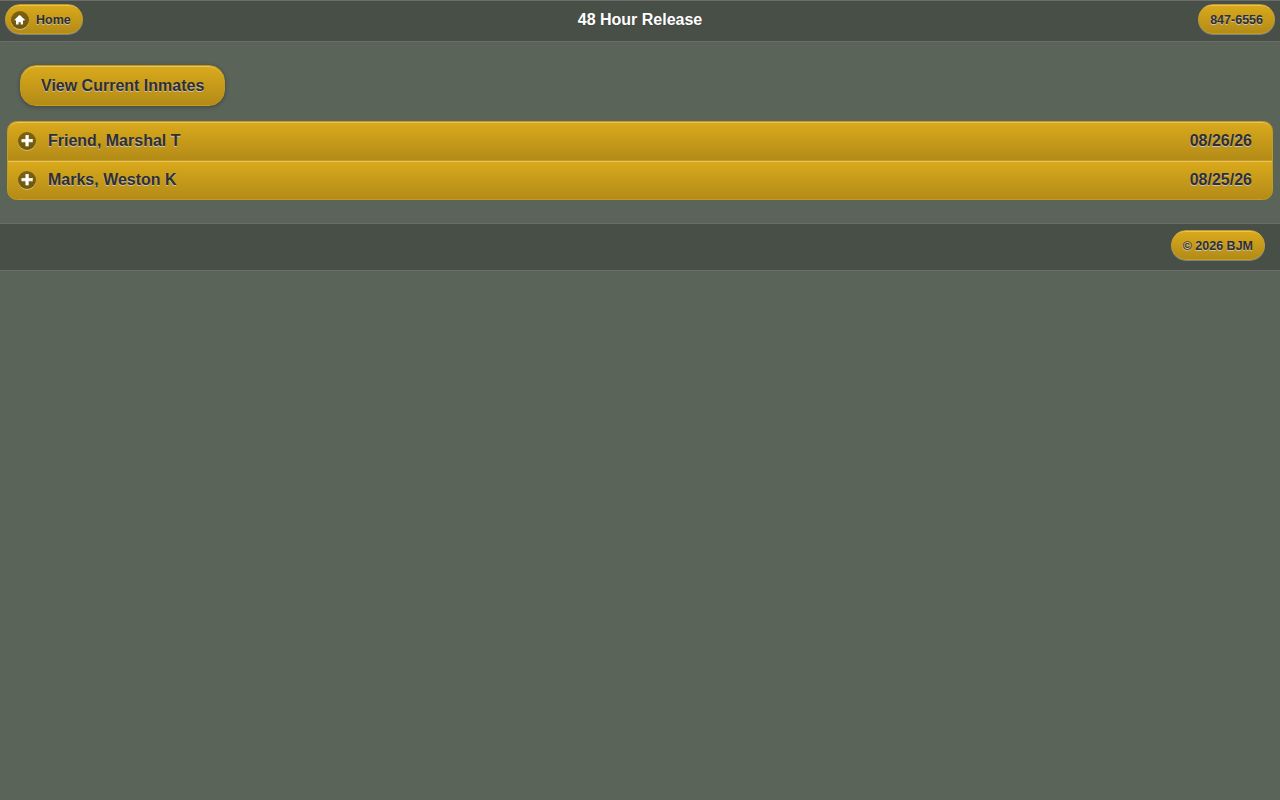 Barry County 48-hour release booking record interface